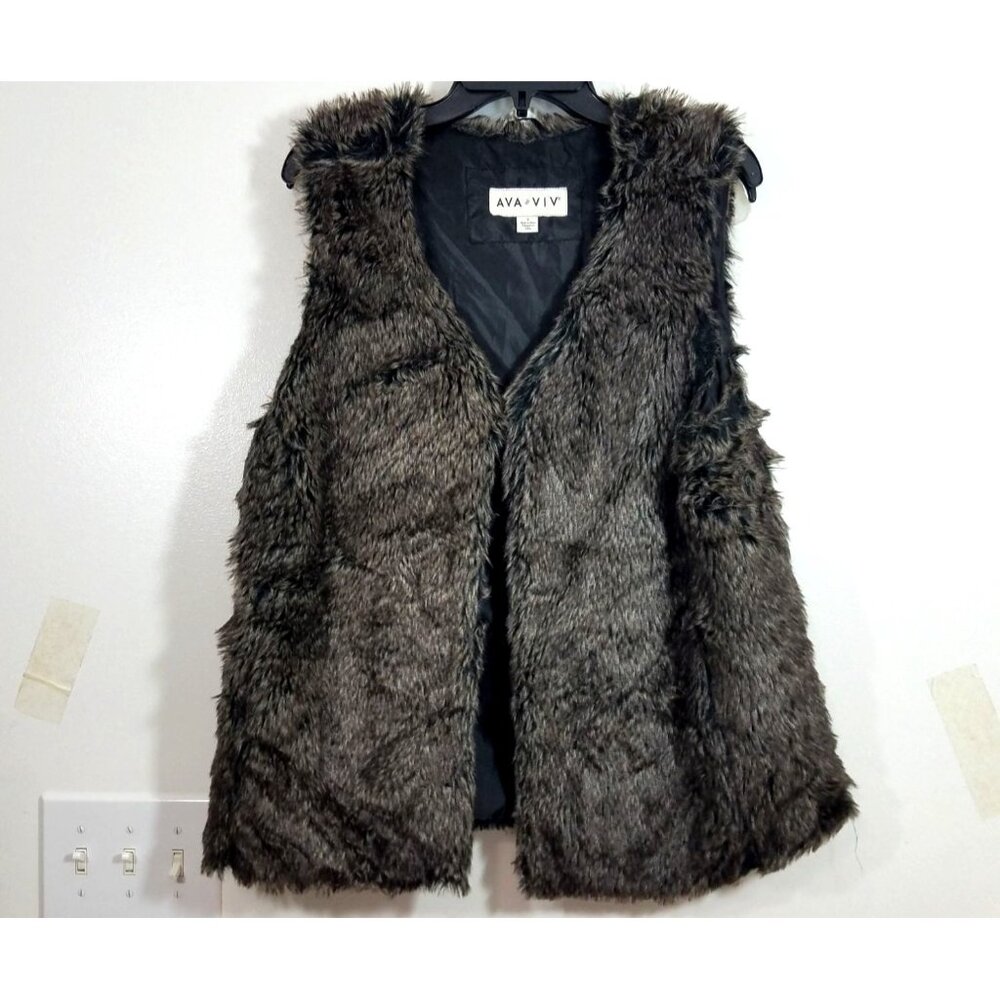 Ava & Viv Faux Fur Vest Brown Size X (Large) Women's